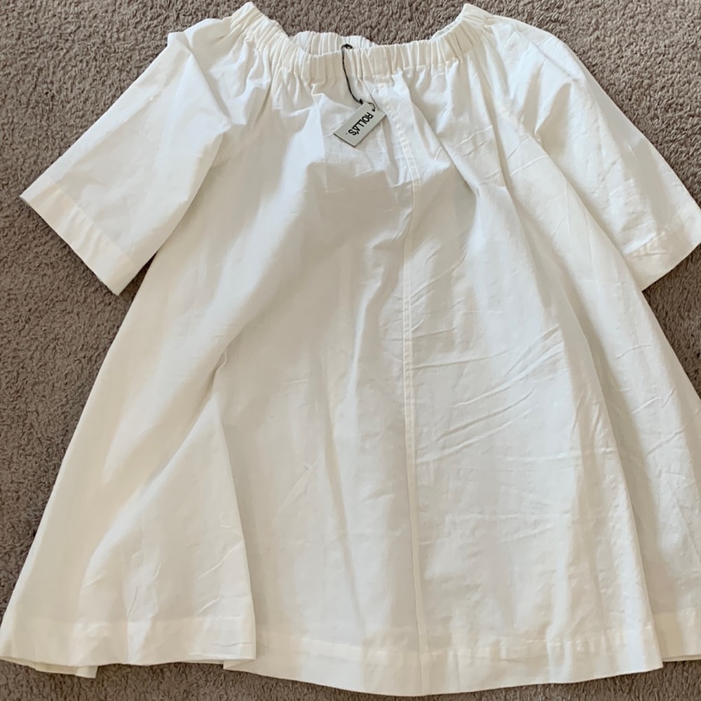 Off the shoulder linen white dress